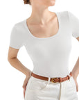 Cotton Ribbed Scoop Neck Shirt