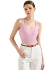 Cotton Ribbed U Neck Tank Top