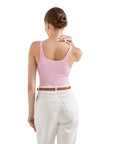 Cotton Ribbed U Neck Tank Top