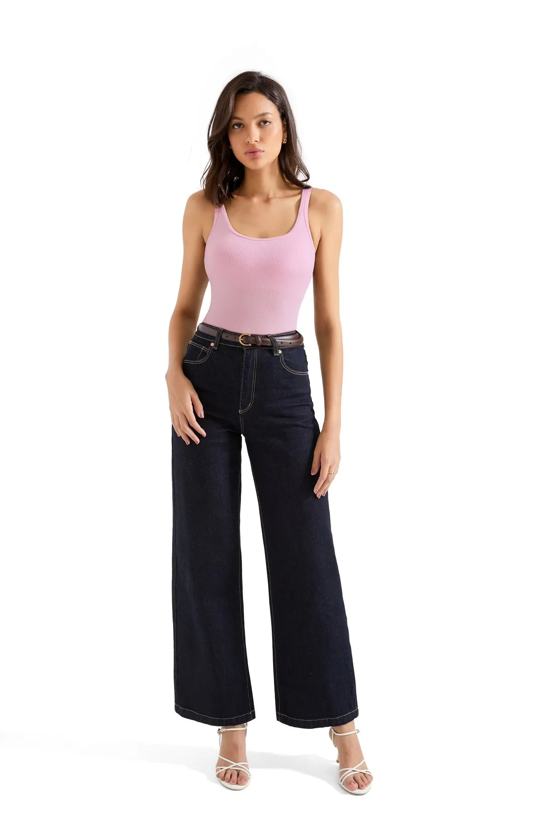 Cotton Ribbed U Neck Tank Top