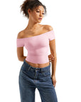 Buttery Soft Off Shoulder Shirt - Short Sleeve