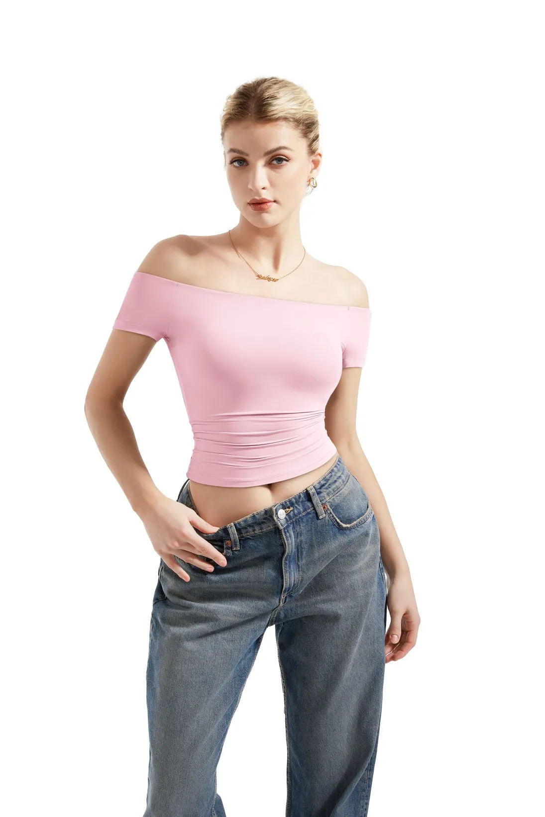 Buttery Soft Off Shoulder Shirt - Short Sleeve