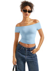 Buttery Soft Off Shoulder Shirt - Short Sleeve