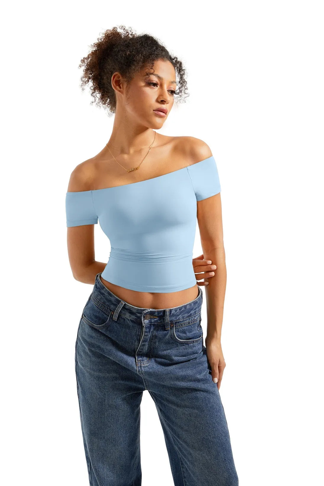 Buttery Soft Off Shoulder Shirt - Short Sleeve