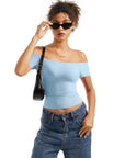 Buttery Soft Off Shoulder Shirt - Short Sleeve