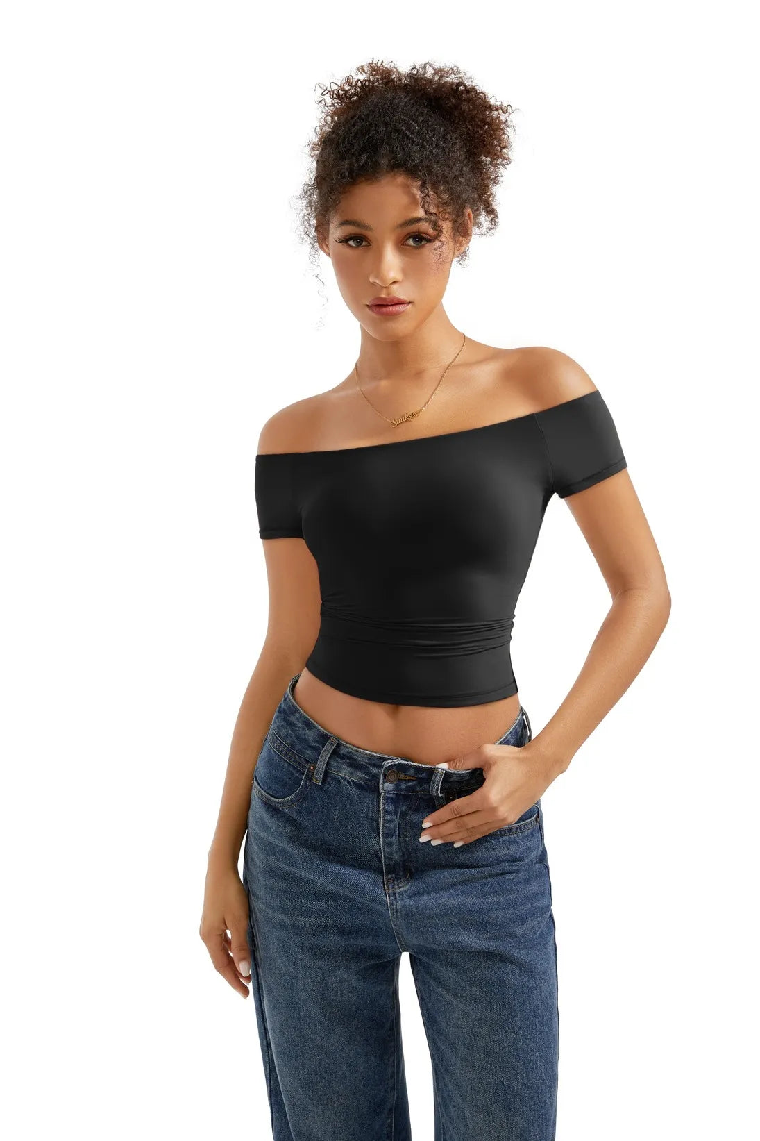 Buttery Soft Off Shoulder Shirt - Short Sleeve