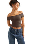 Buttery Soft Off Shoulder Shirt - Short Sleeve