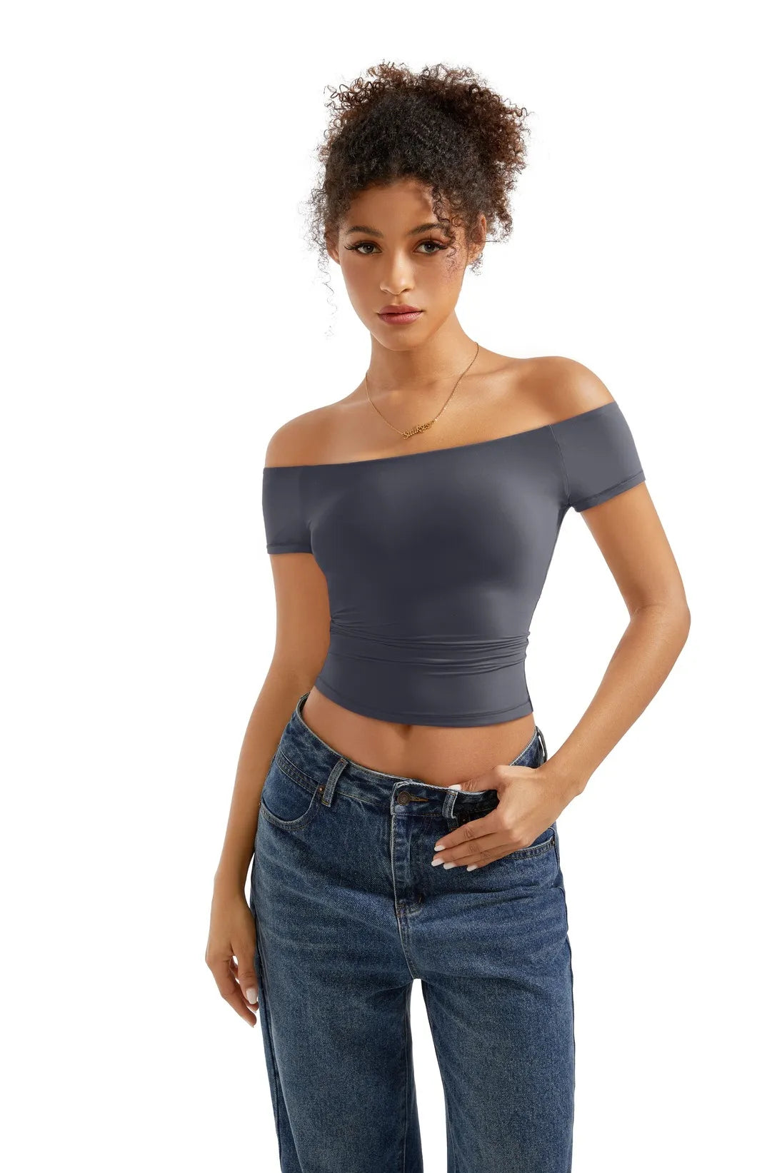 Buttery Soft Off Shoulder Shirt - Short Sleeve