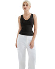 Cotton Ribbed V Neck Tank Top