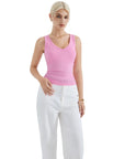 Cotton Ribbed V Neck Tank Top