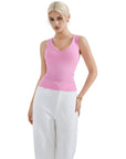 Cotton Ribbed V Neck Tank Top