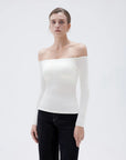 Ribbed Padded Off Shoulder Shirt - Long Sleeve