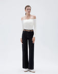 Ribbed Padded Off Shoulder Shirt - Long Sleeve