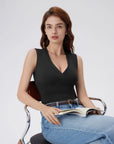 V Neck Double Lined Camisole Tank Tops-SUUKSESS-SUUKSESS