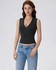 V Neck Double Lined Camisole Tank Tops-SUUKSESS-SUUKSESS