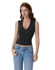 V Neck Double Lined Camisole Tank Tops-SUUKSESS-SUUKSESS