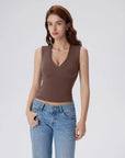 V Neck Double Lined Camisole Tank Tops-SUUKSESS-SUUKSESS