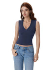 V Neck Double Lined Camisole Tank Tops-SUUKSESS-SUUKSESS