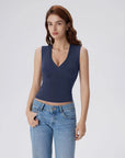V Neck Double Lined Camisole Tank Tops-SUUKSESS-SUUKSESS