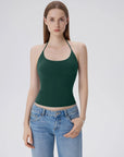 Open Back Silver Botton Y2K Tank Tops