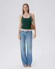 Open Back Silver Botton Y2K Tank Tops