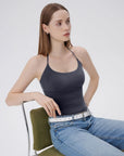 Open Back Silver Botton Y2K Tank Tops