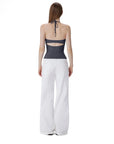 Open Back Silver Botton Y2K Tank Tops