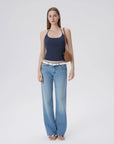 Open Back Silver Botton Y2K Tank Tops