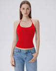 Open Back Silver Botton Y2K Tank Tops