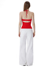 Open Back Silver Botton Y2K Tank Tops
