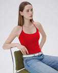 Open Back Silver Botton Y2K Tank Tops