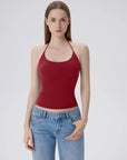 Open Back Silver Botton Y2K Tank Tops