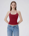 Open Back Silver Botton Y2K Tank Tops