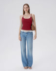 Open Back Silver Botton Y2K Tank Tops