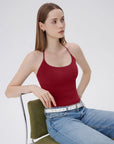 Open Back Silver Botton Y2K Tank Tops