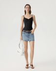 Ruched V Neck Desigh Tank Top-SUUKSESS-SUUKSESS
