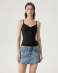 Ruched V Neck Desigh Tank Top-SUUKSESS-SUUKSESS