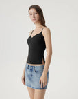 Ruched V Neck Desigh Tank Top-SUUKSESS-SUUKSESS