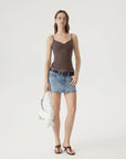 Ruched V Neck Desigh Tank Top-SUUKSESS-SUUKSESS