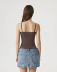 Ruched V Neck Desigh Tank Top-SUUKSESS-SUUKSESS