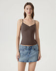 Ruched V Neck Desigh Tank Top-SUUKSESS-SUUKSESS