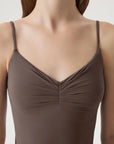Ruched V Neck Desigh Tank Top-SUUKSESS-SUUKSESS