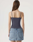 Ruched V Neck Desigh Tank Top-SUUKSESS-SUUKSESS