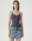 Ruched V Neck Desigh Tank Top-SUUKSESS-SUUKSESS