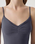Ruched V Neck Desigh Tank Top-SUUKSESS-SUUKSESS