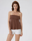 Sleeveless Strapless Peplum Tube Babydoll Tank Tops-SUUKSESS-SUUKSESS