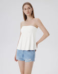Sleeveless Strapless Peplum Tube Babydoll Tank Tops-SUUKSESS-SUUKSESS
