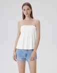 Sleeveless Strapless Peplum Tube Babydoll Tank Tops-SUUKSESS-SUUKSESS