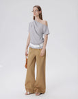Asymmetrical Off Shoulder Short Sleeve T-Shirts-SUUKSESS-SUUKSESS