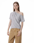 Asymmetrical Off Shoulder Short Sleeve T-Shirts-SUUKSESS-SUUKSESS